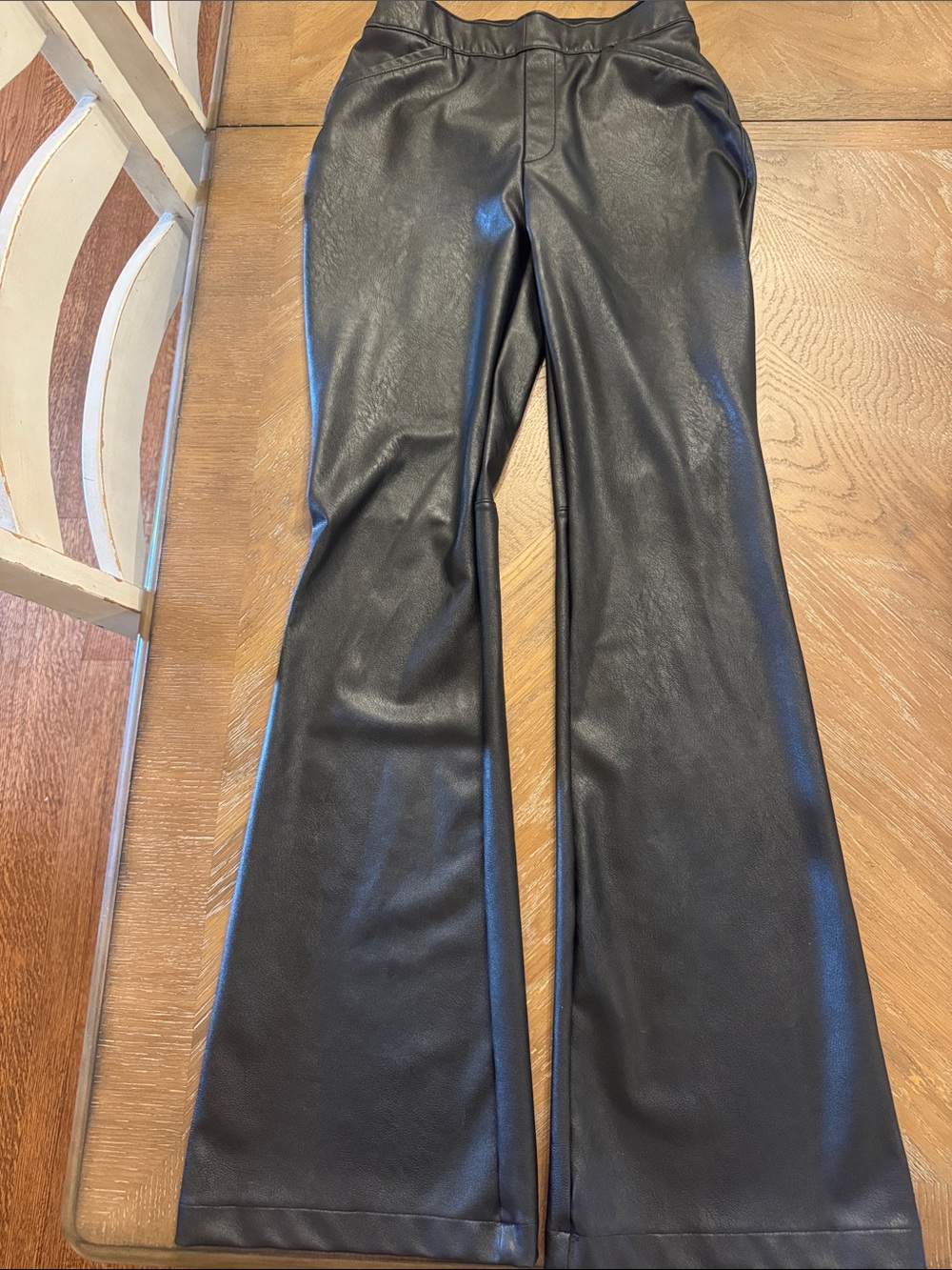 Spanx Black Faux Leather Flared Pants